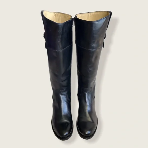 $438 Frye Jayden Button Black Tall Knee High Real Leather Vintage Riding Boot - Picture 9 of 16